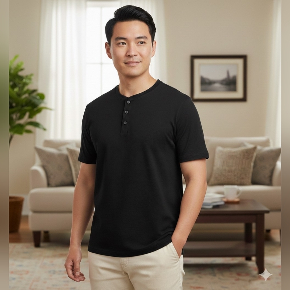 Set of 2 T-Shirts CLUB ROOM Men's Solid Henley - Picture 8 of 9